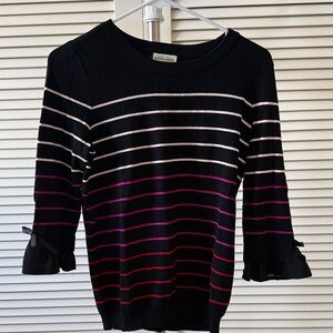 Maison Jules Black and Pink Striped Sweater